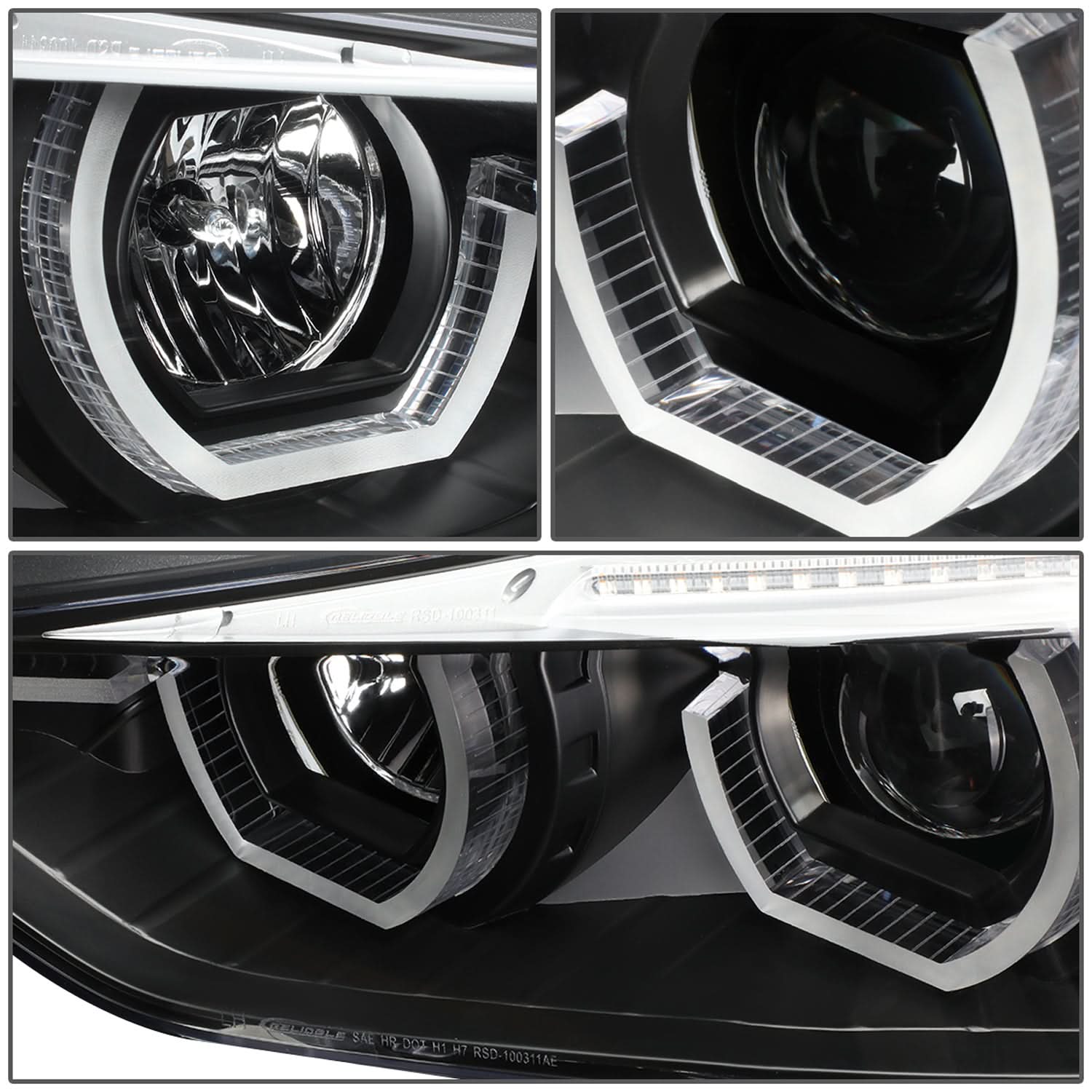 2012-2016 BMW F30 3-Series 3D LED Bar Headlights Black Housing
