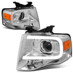2007-2014 Ford Expedition 3D LED DRL Projector Headlights Chrome