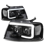 2004-2008 Ford F-150 3D LED C-Bar Headlights Black Housing Clear Corner
