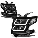 15-18 Chevrolet Suburban/Tahoe 3D LED Projector Headlights Black
