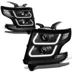 15-18 Chevrolet Suburban/Tahoe 3D LED Projector Headlights Black