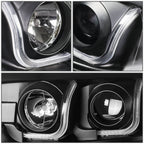 04-08 Ford F-150 3D LED J-Bar Halo Projector Headlights Black Housing