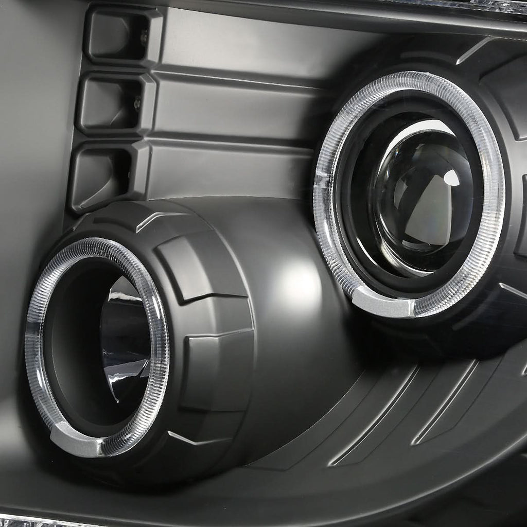 2009-2014 Ford F-150 LED Halo Projector Headlights - Black Housing