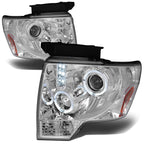 09-14 Ford F-150 LED Halo Projector Headlights Chrome Housing