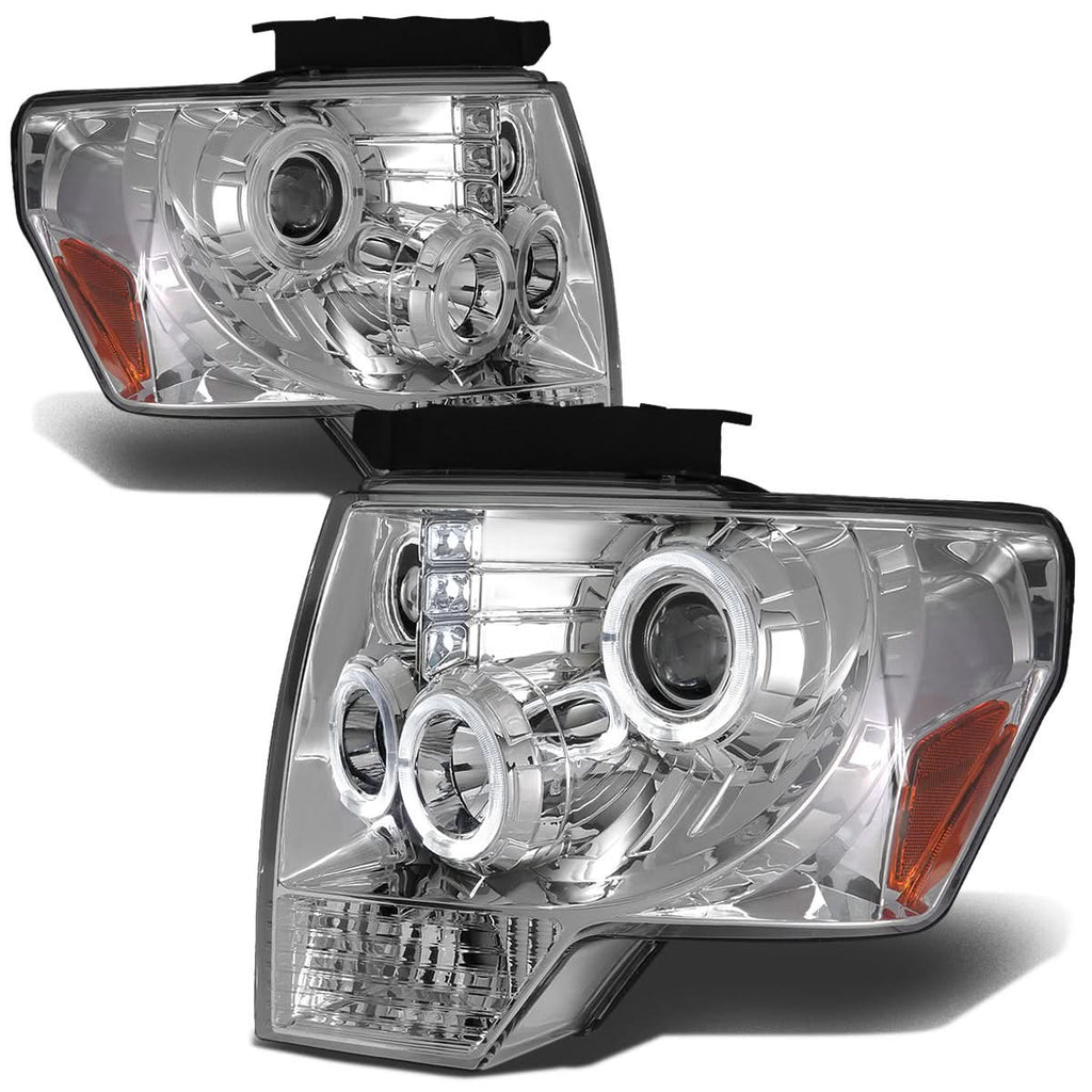 09-14 Ford F-150 LED Halo Projector Headlights Chrome Housing