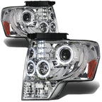 09-14 Ford F-150 LED Halo Projector Headlights Chrome Housing
