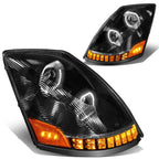 2004-2018 Volvo VN VNL LED Projector Headlights - Black Housing