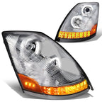 04-18 Volvo VN VNL LED Projector Headlights - Chrome Housing