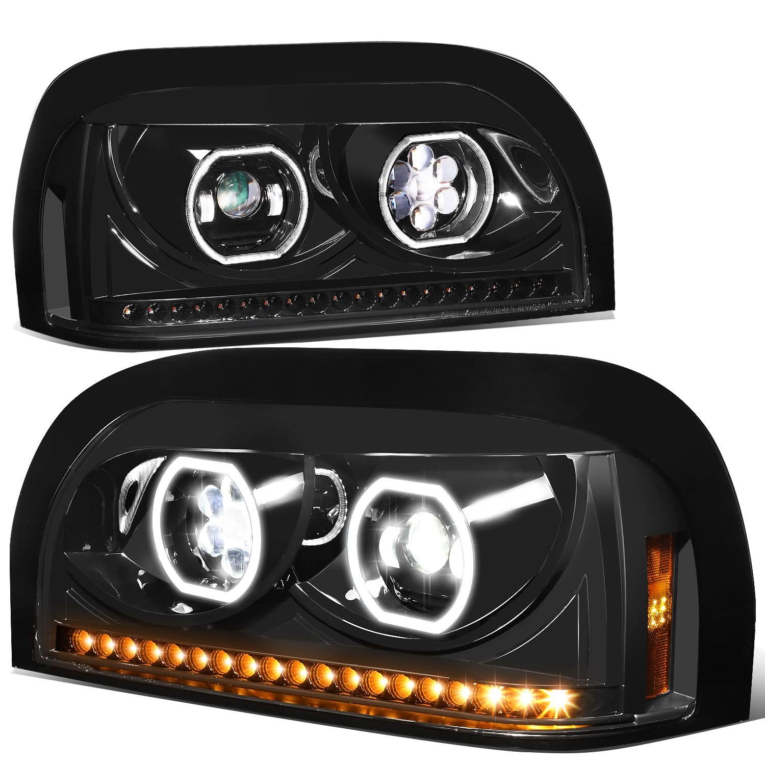 96-10 Freightliner Century Projector Headlights - Black