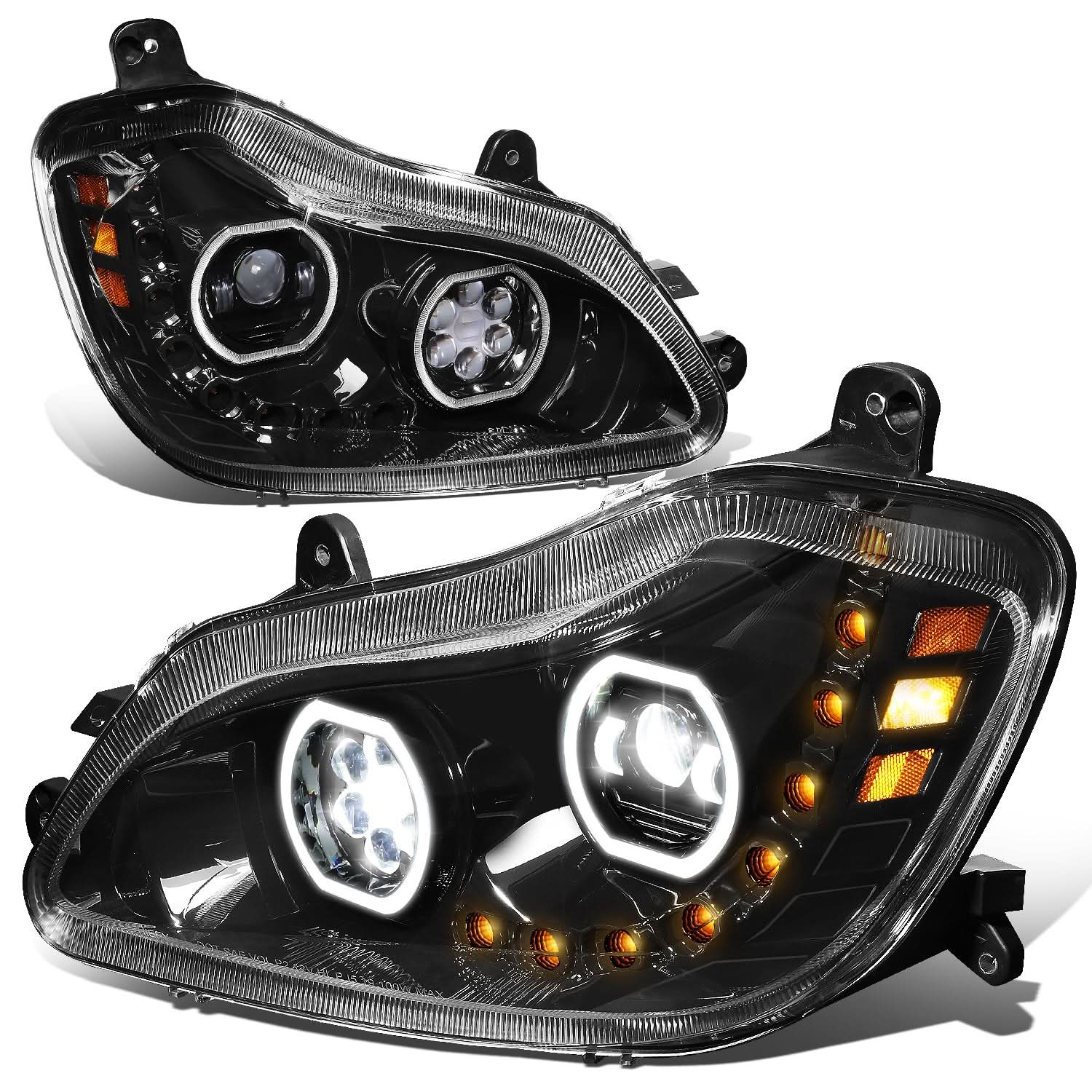 13-21 Kenworth T680 Projector Headlights - Black
