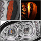03-19 Freightliner M2 Projector LED DRL Chrome Headlights