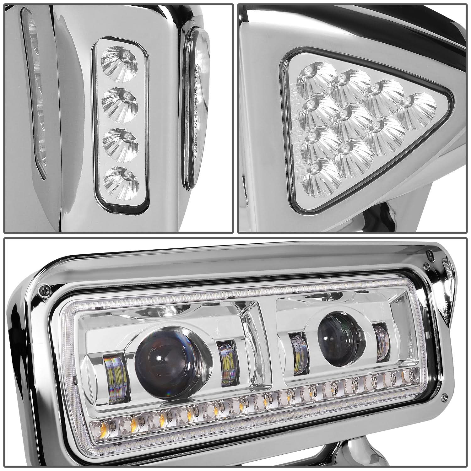 Chrome Headlights for 81-88 Peterbilt 359 / 87-07 379 / 08-21 389