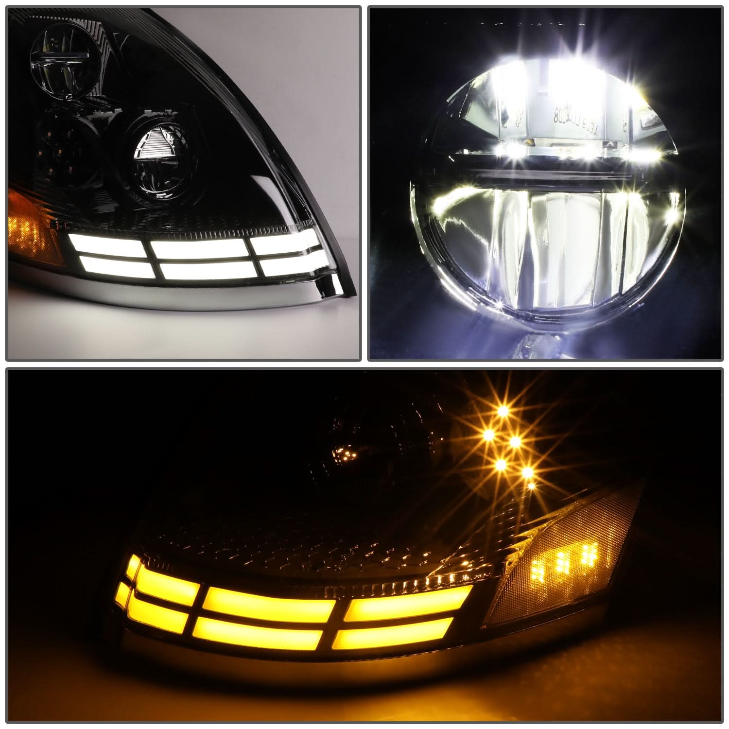 2003-2017 Volvo VN VNL VNM VNX LED Switchback Headlights Black