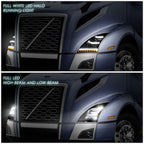 2018-2021 Volvo VNL VNR Sequential LED Headlights Black