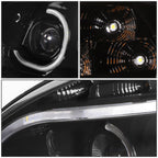 08-17 Freightliner Cascadia LED Halo Projector Headlights Black