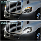 2008-2017 Freightliner Cascadia LED Halo Projector Headlights Chrome