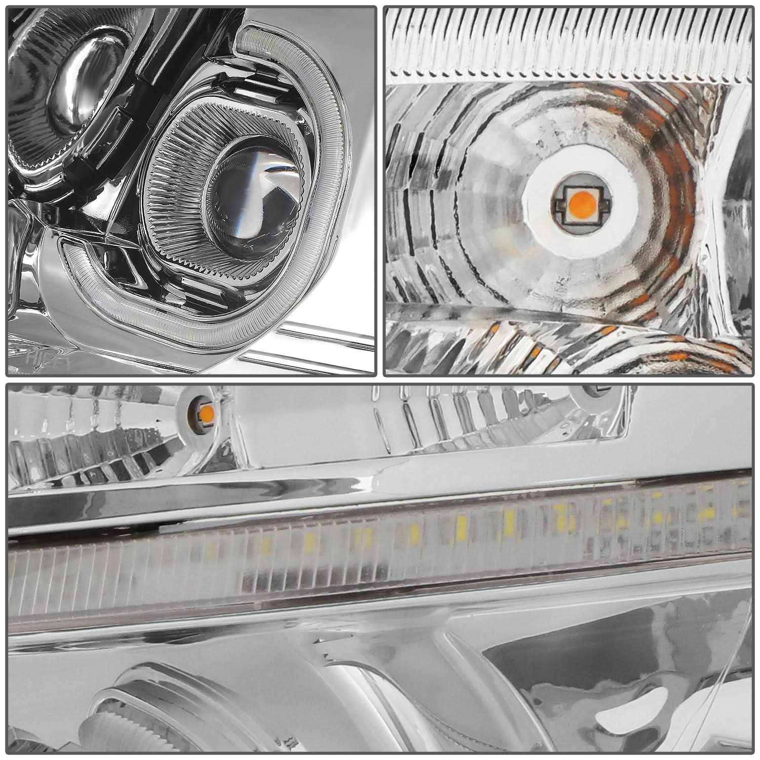 2008-2017 Freightliner Cascadia LED Halo Projector Headlights Chrome