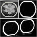 2018-2023 Volvo VNL/VNR White Halo Ring Headlights - Black
