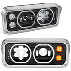 2018-2023 Volvo VNL/VNR White Halo Ring Headlights - Black