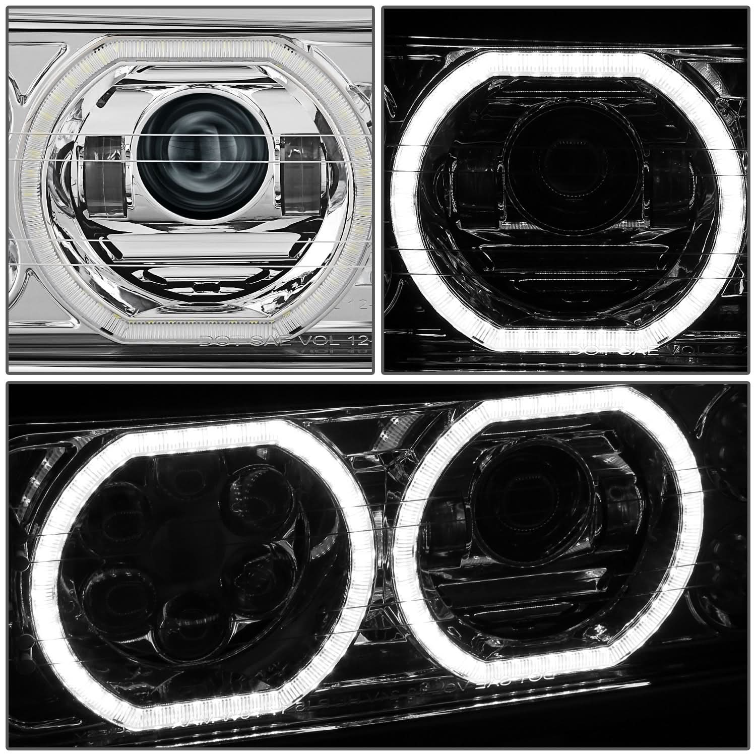 2018-2023 Volvo VNL/VNR White Halo Ring Chrome Headlights