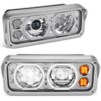 2018-2023 Volvo VNL/VNR White Halo Ring Chrome Headlights
