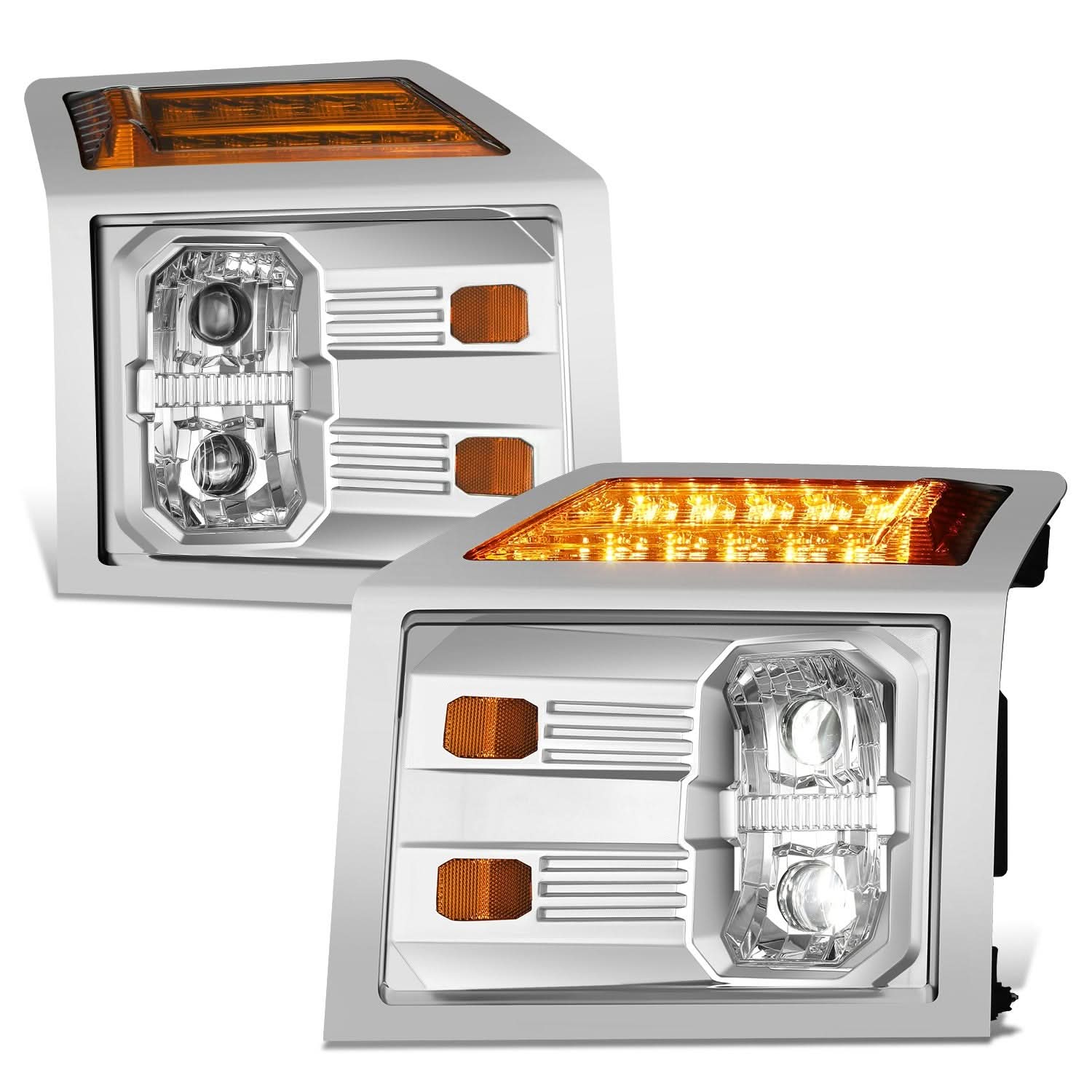 2018-2025 Mack Anthem Full LED Dual Projector Headlights Chrome