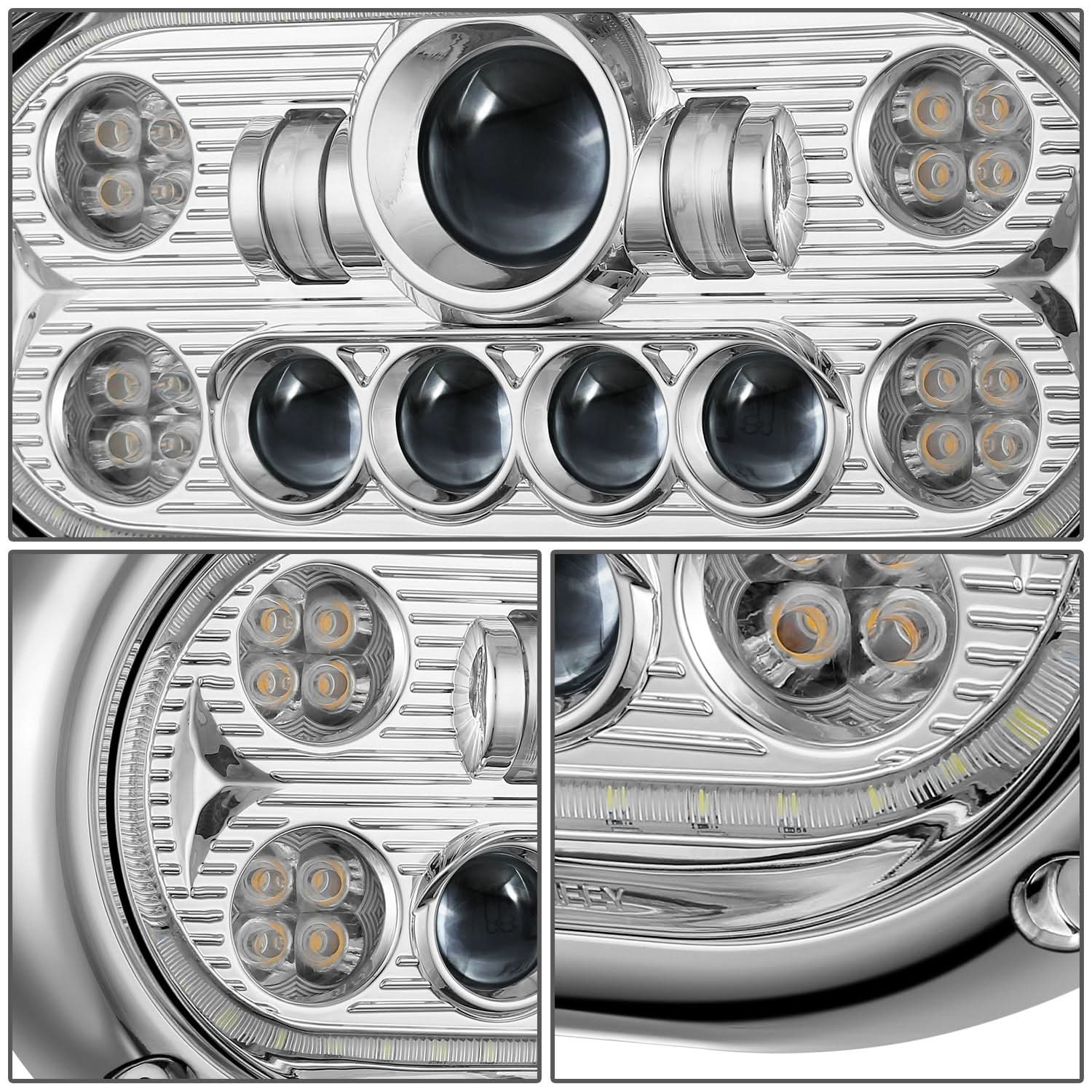1967-1987 Peterbilt 359 LED Halo Ring Dual Projector Headlights Chrome