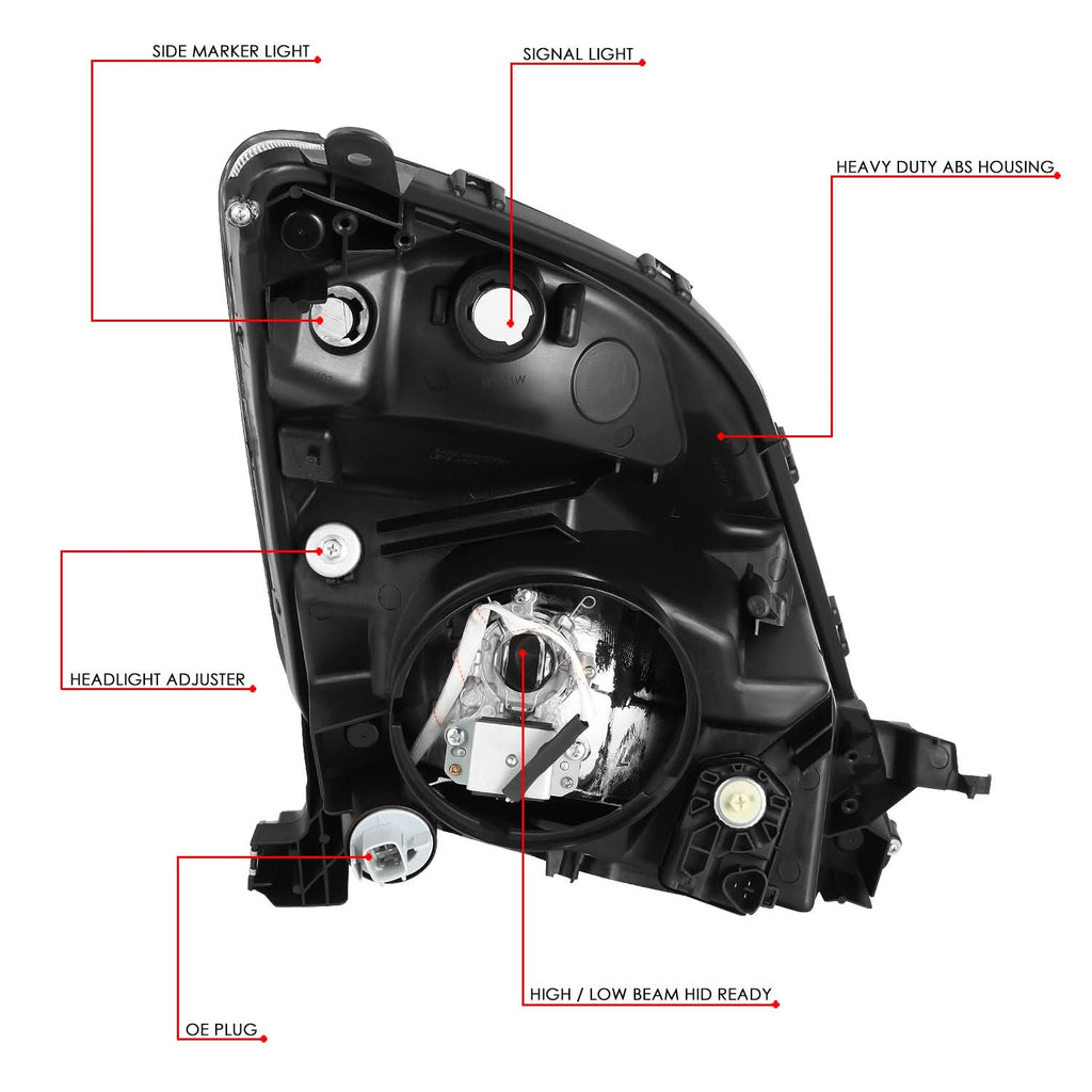 06-09 Toyota Prius HID Headlights - Black Housing w/ Amber Corner