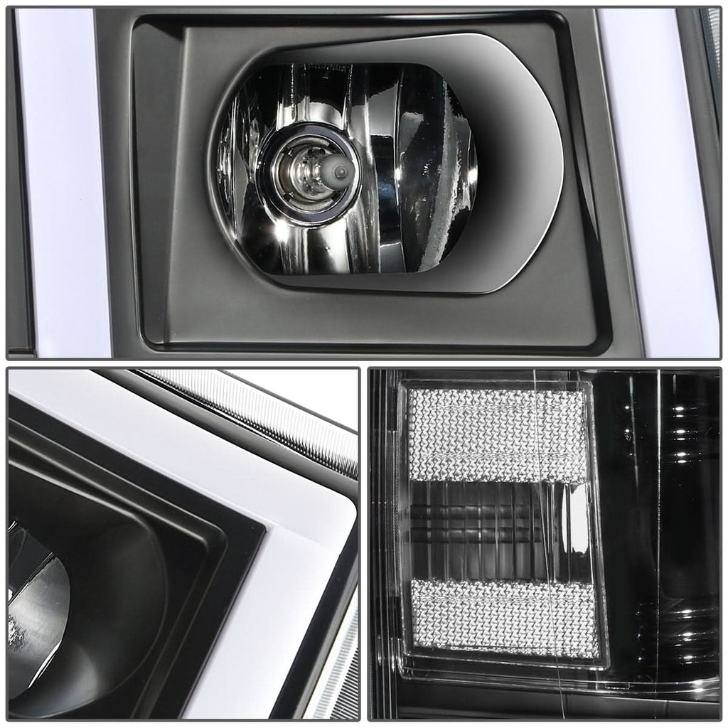 2007-2014 Chevrolet Silverado Rectangle LED DRL Headlights Black