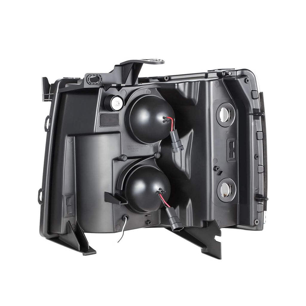 2007-2014 Chevrolet Silverado Rectangle LED DRL Headlights Black