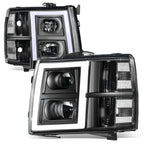 2007-2014 Chevrolet Silverado Rectangle LED DRL Headlights Black