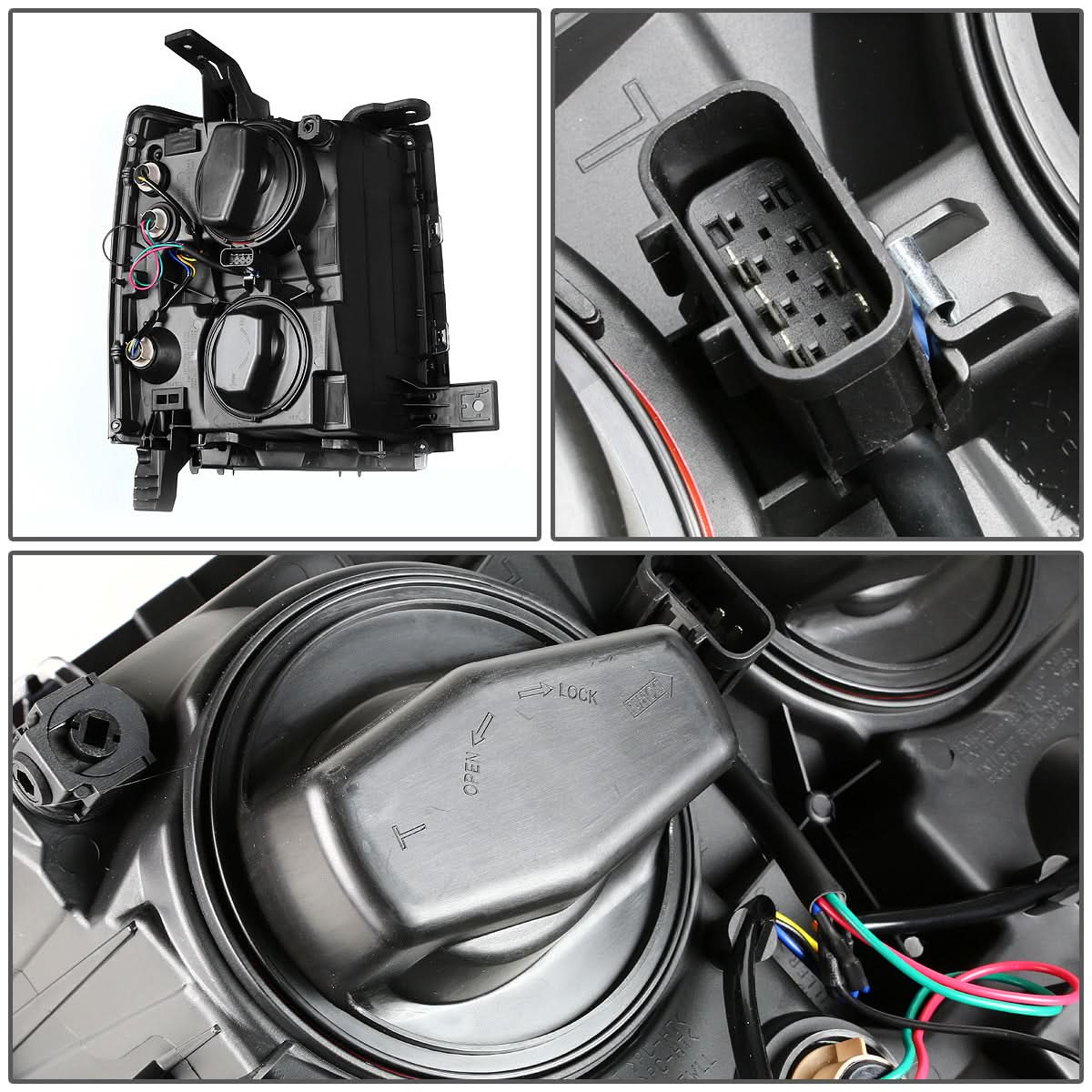 2014-2015 Chevrolet Silverado 1500 LED Projector Headlights Black