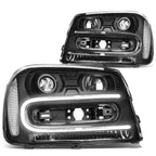 02-09 Chevrolet Trailblazer LED DRL OE Style Headlights - Black Housing