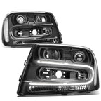 02-09 Chevrolet Trailblazer LED DRL OE Style Headlights - Black Housing
