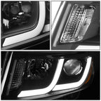 14-16 Jeep Grand Cherokee Projector Headlights Black Housing Amber