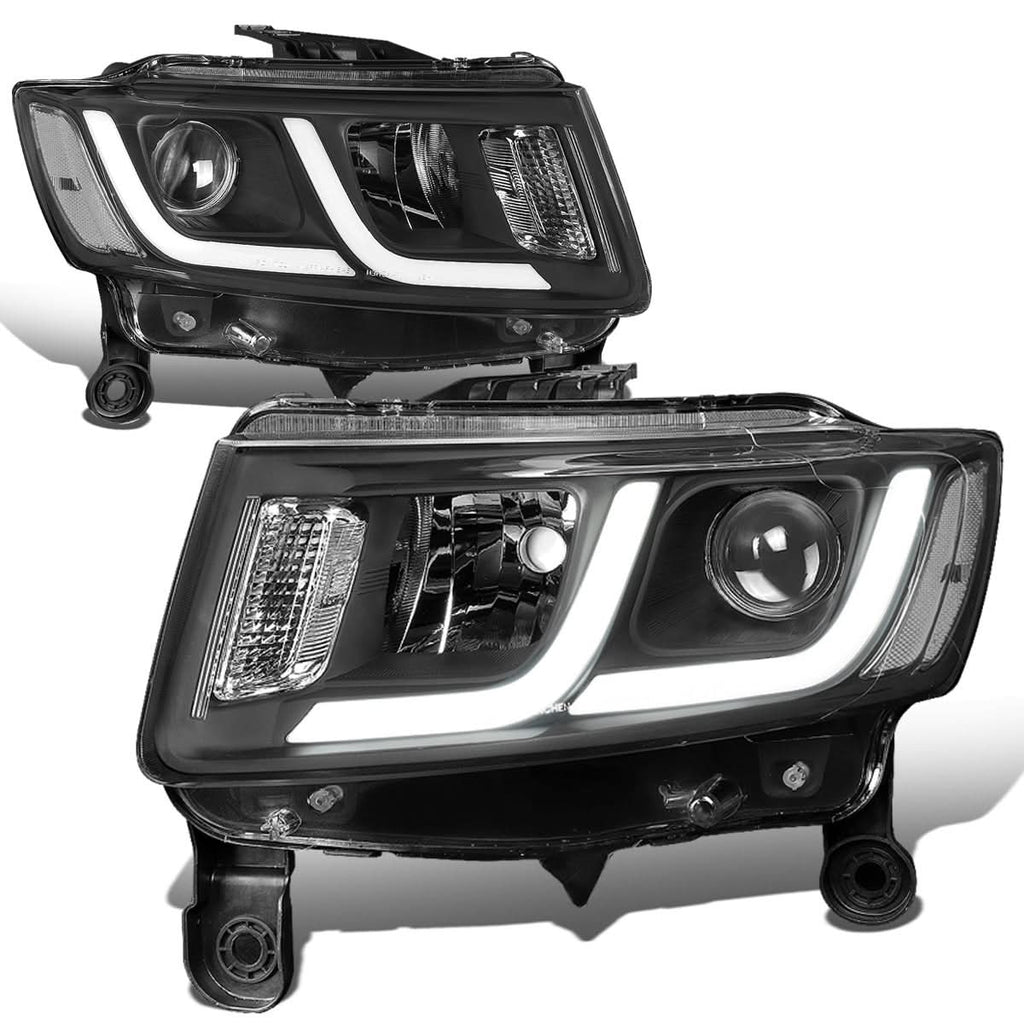 14-16 Jeep Grand Cherokee Projector Headlights Black Housing Clear