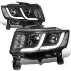 14-16 Jeep Grand Cherokee Projector Headlights Black Housing Clear