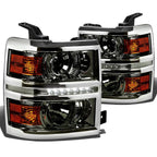 14-16 Chevrolet Silverado LED Projector Headlights Smoke Housing
