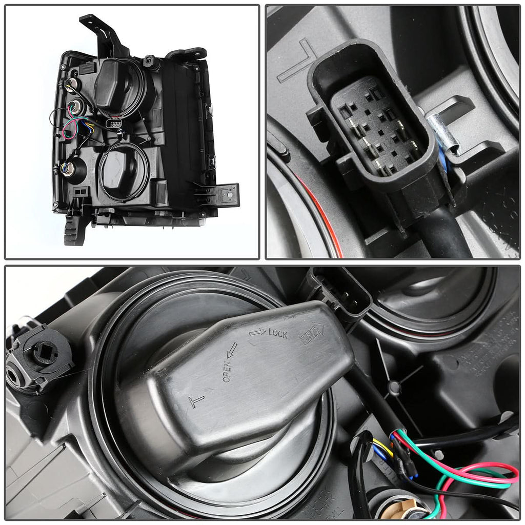 14-16 Chevrolet Silverado LED Projector Headlights Smoke Housing