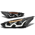 15-17 Ford Focus LED Dual Halo Projector Headlights - Black Housing