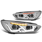 2015-2017 Ford Focus LED Dual Halo Projector Headlights Chrome