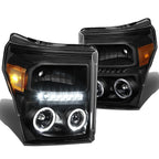 11-16 Ford F-250 F-350 F-450 F-550 Super Duty LED Halo Projector Headlights
