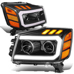2004-2015 Nissan Titan/Armada 3D LED DRL Projector Headlights Black