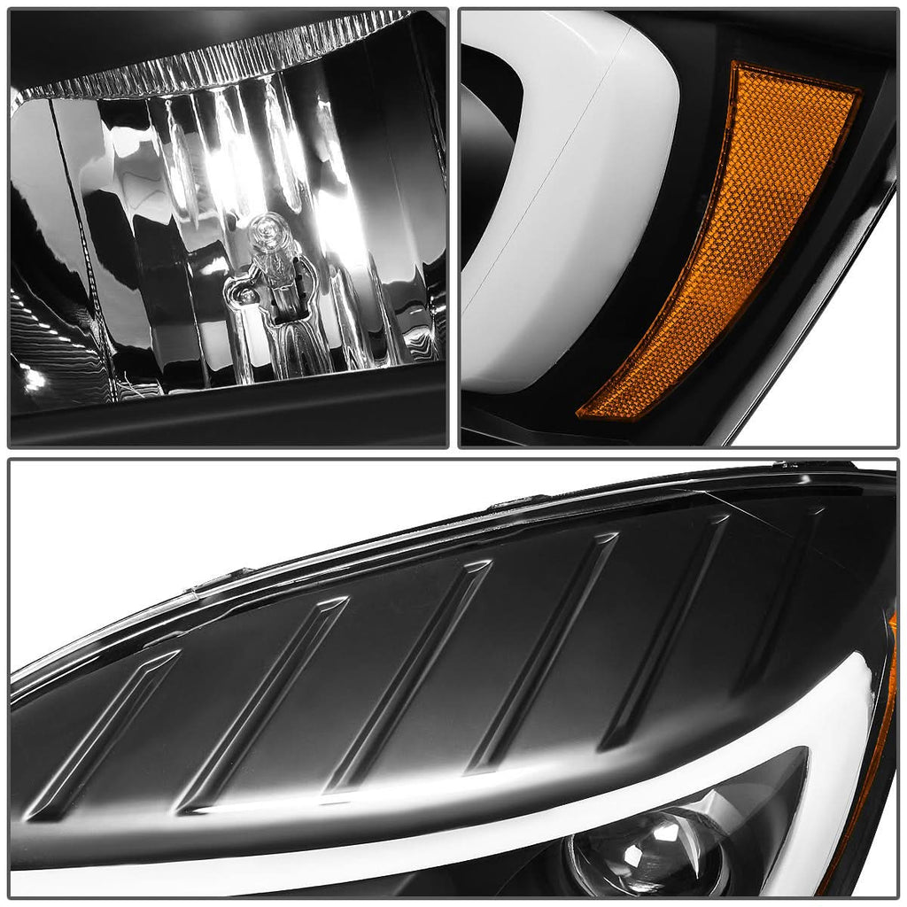 06-09 Dodge Ram LED DRL Projector Headlights Black/Amber