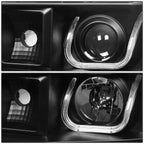 2007-2013 GMC Sierra LED U-Bar Halo Projector Headlights Black
