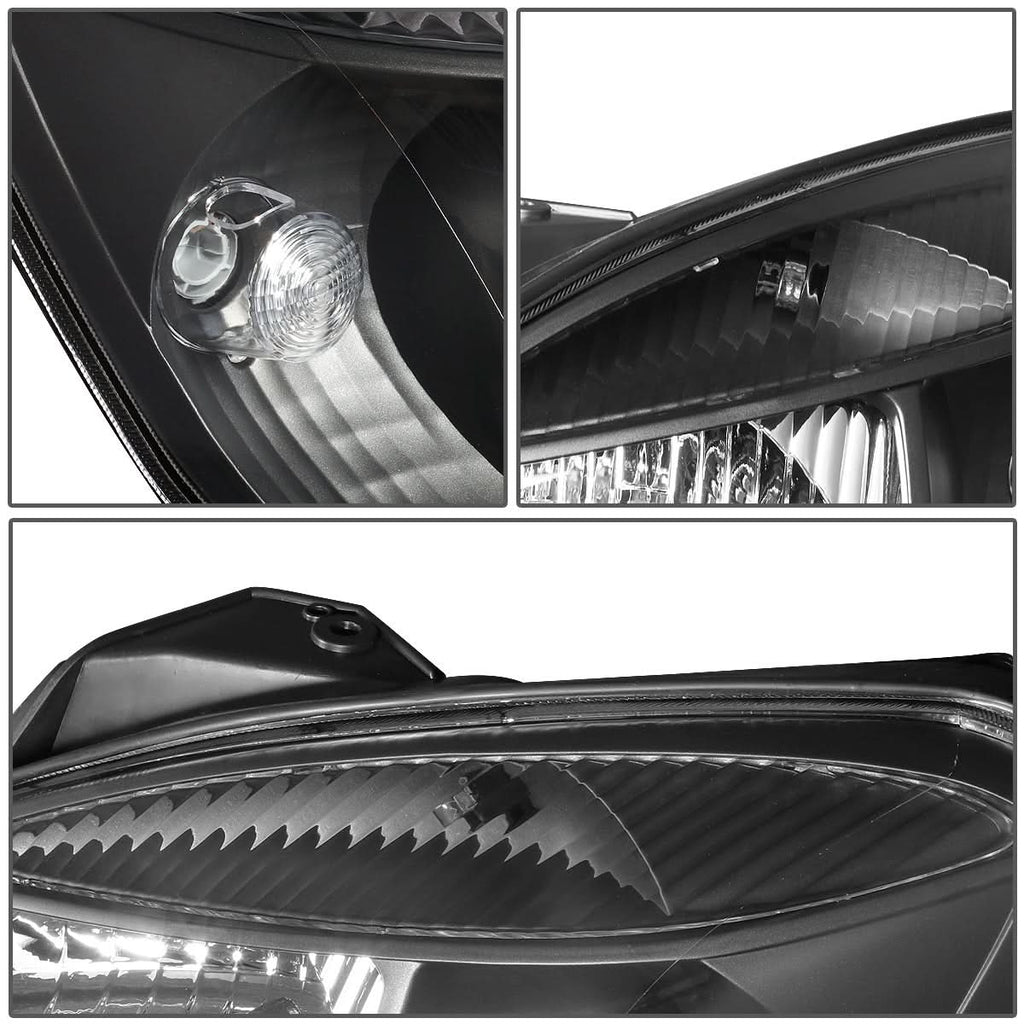 2006-2008 Kia Rio Black Housing Clear Corner Headlights