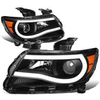 15-20 Chevrolet Colorado LED U-Tube DRL Projector Headlights Black