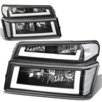 04-12 Chevrolet Colorado LED DRL Headlights Black Housing Clear Corner