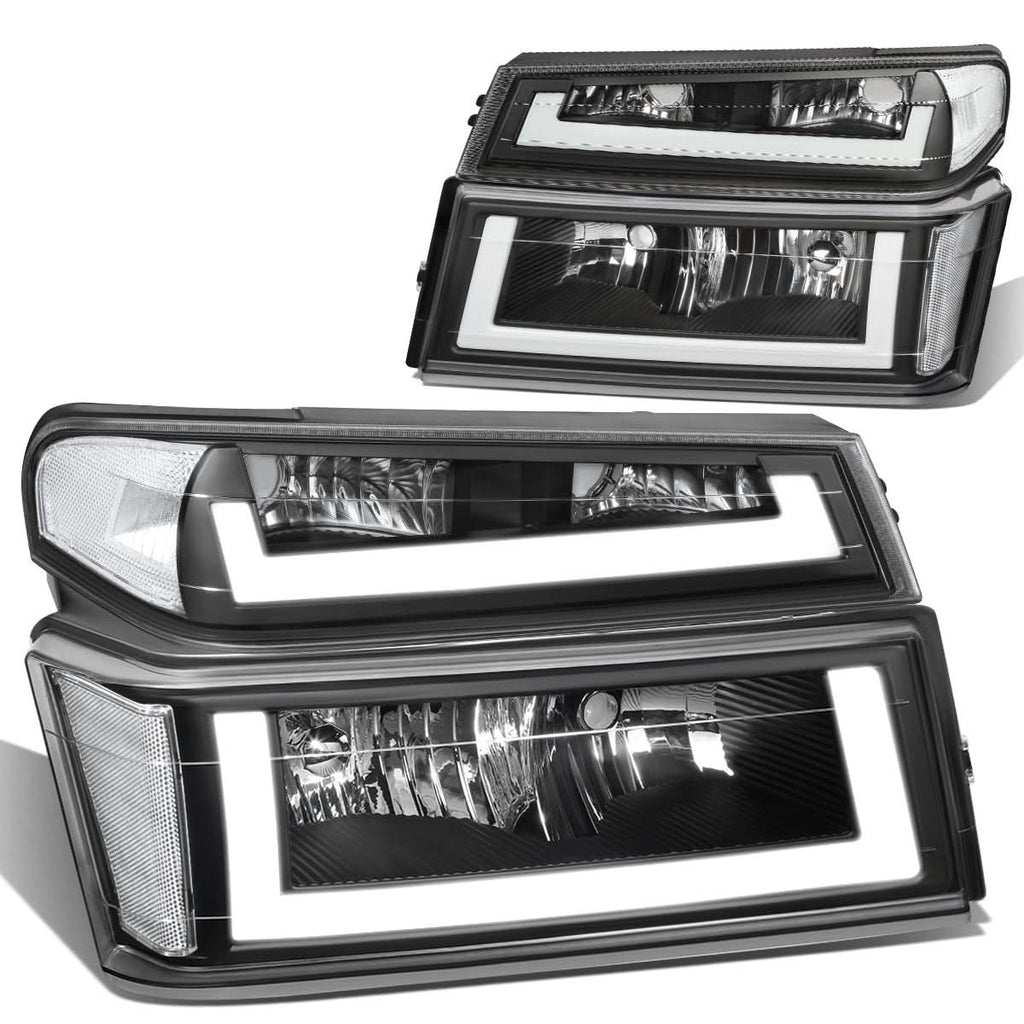 04-12 Chevrolet Colorado LED DRL Headlights Black Housing Clear Corner