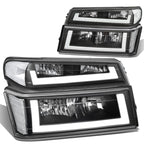04-12 Chevrolet Colorado LED DRL Headlights Black Housing Clear Corner